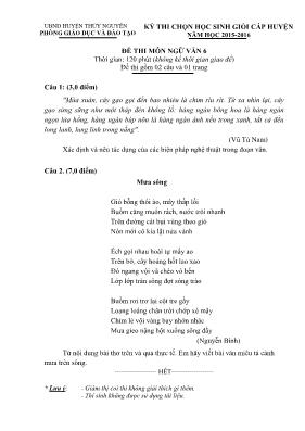 Đề thi chọn học sinh giỏi cấp huyện Ngữ văn lớp 6 - Năm học 2015-2016 - Phòng GD & ĐT Sông Lô